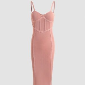 Pink bodycon corset dress.